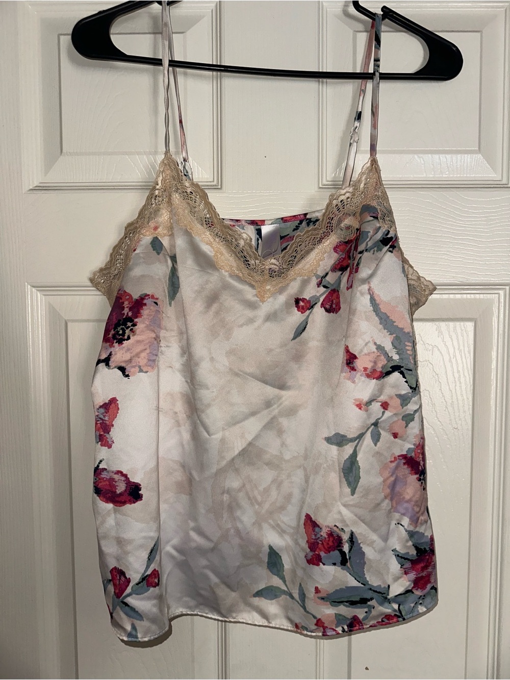Secret Treasures Floral Satin Lace Cami - Cream, Pink, Purple